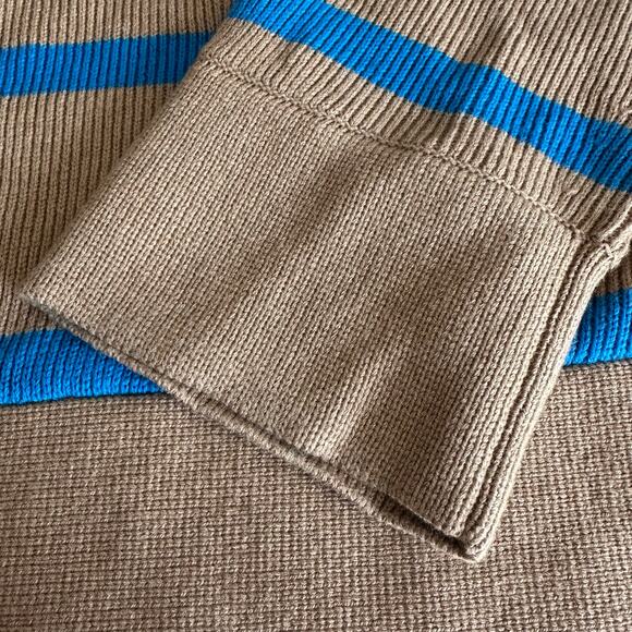 Everlane The Lace-Up Smock Sweater Chestnut Blue Stripe L - Picture 4 of 9